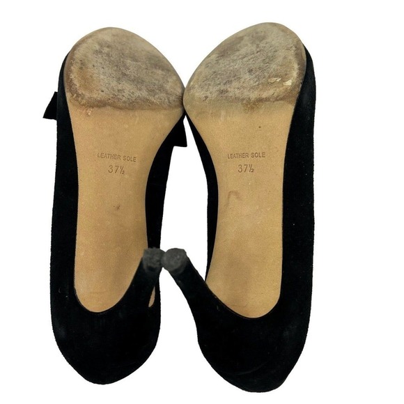Plenty by Tracy Reese Black Suede Ruffle Bow Heels Size 37.5 US 7.5 - Picture 8 of 9
